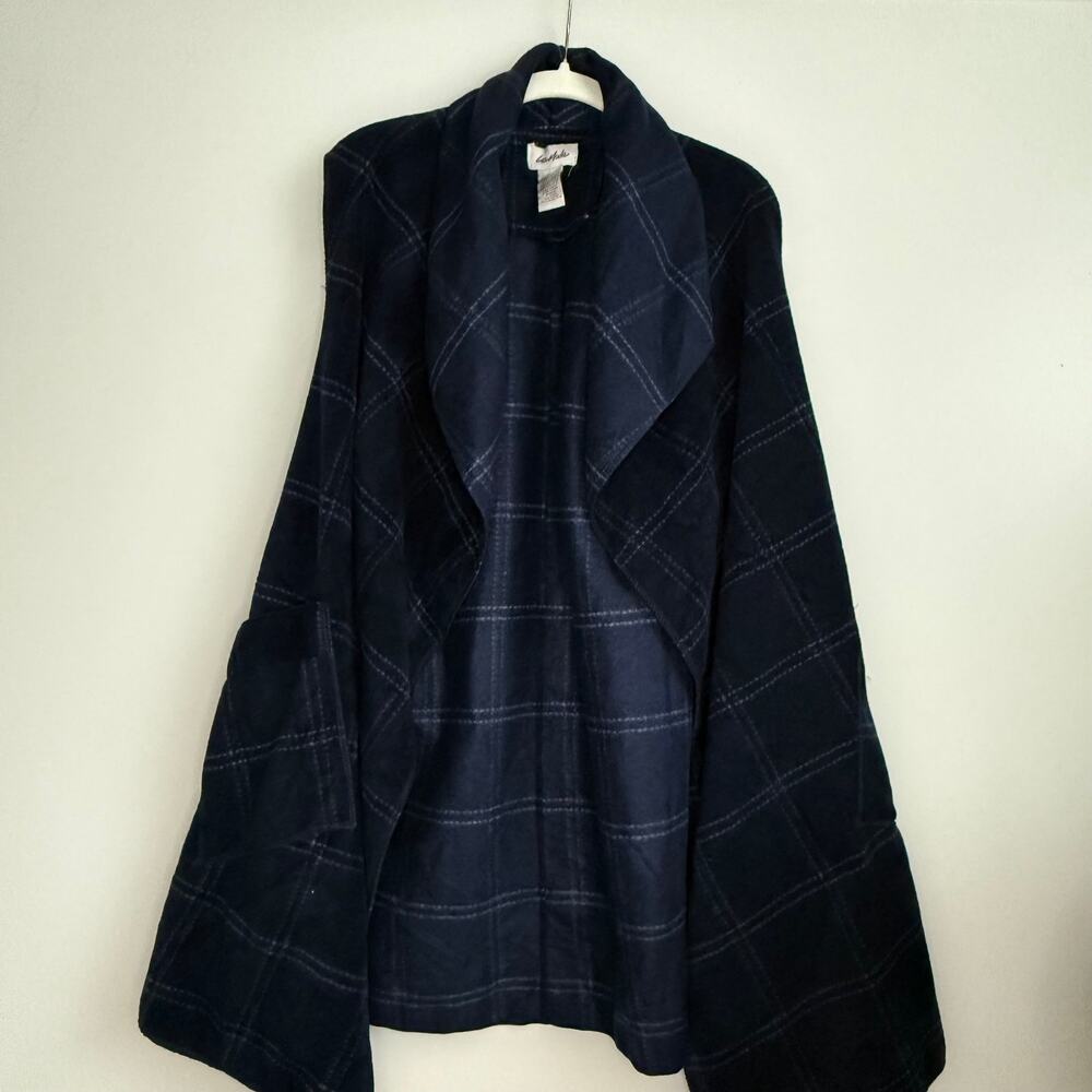 Le Moda Blue Check fleece vest